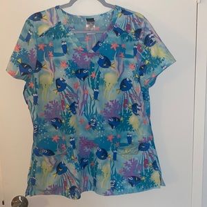 Finding dory v-neck scrub top 2-pocket Women’s Scrub top
